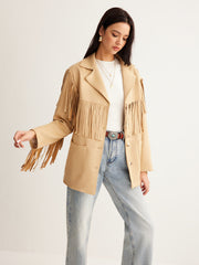 Bohem Püsküllü Süet Blazer