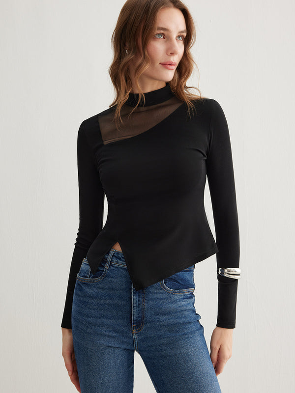 Yan Yırtmaçlı Jersey Üst