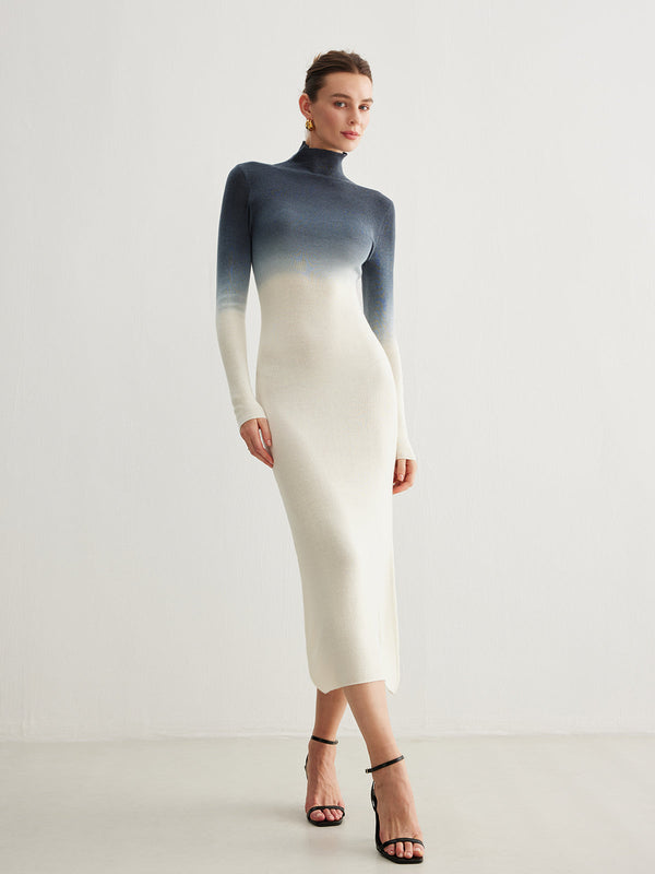 Batik Degrade İnce Uzun Elbise