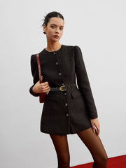 Kemersiz Şık Düğmeli Tüvit Blazer