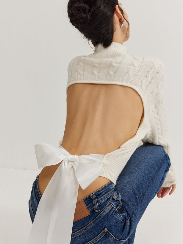 Düz Sırtı Açık Fiyonklu Örgü Üst