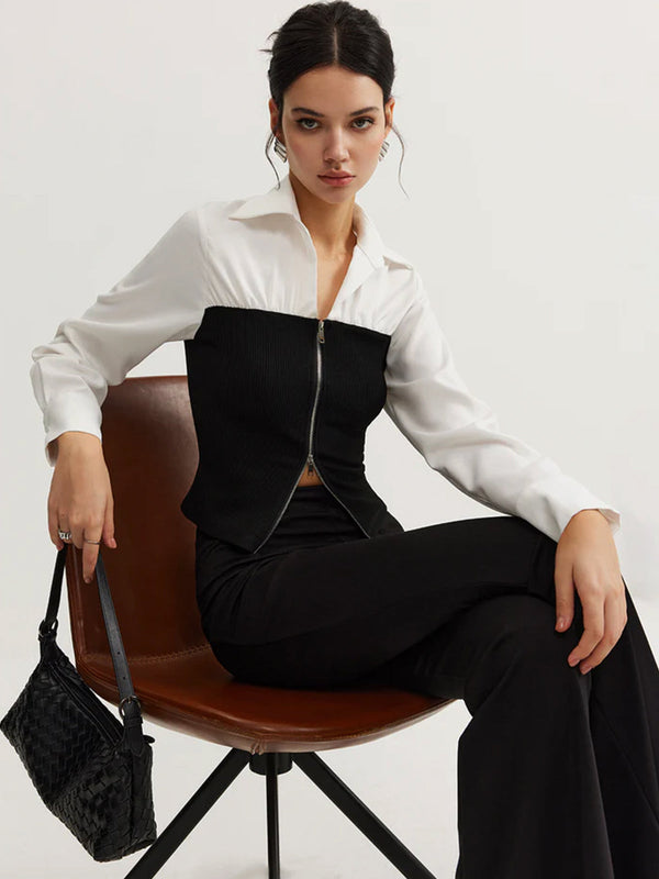 Çift Yönlü Fermuarlı Renk Bloklu Polo Eşofman