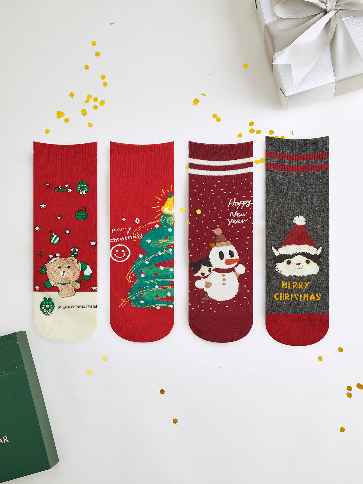 Çoraplı Karikatür Noel Hediye Kutusu