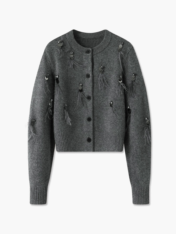 Eğlence Düğmeli Payetli Hırka