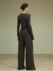 Pileli Drapeli Jersey Pantolon