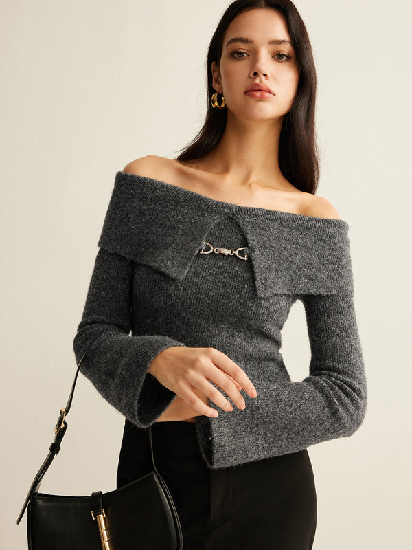 Omuzlar Açık Kısa Örgü Üst