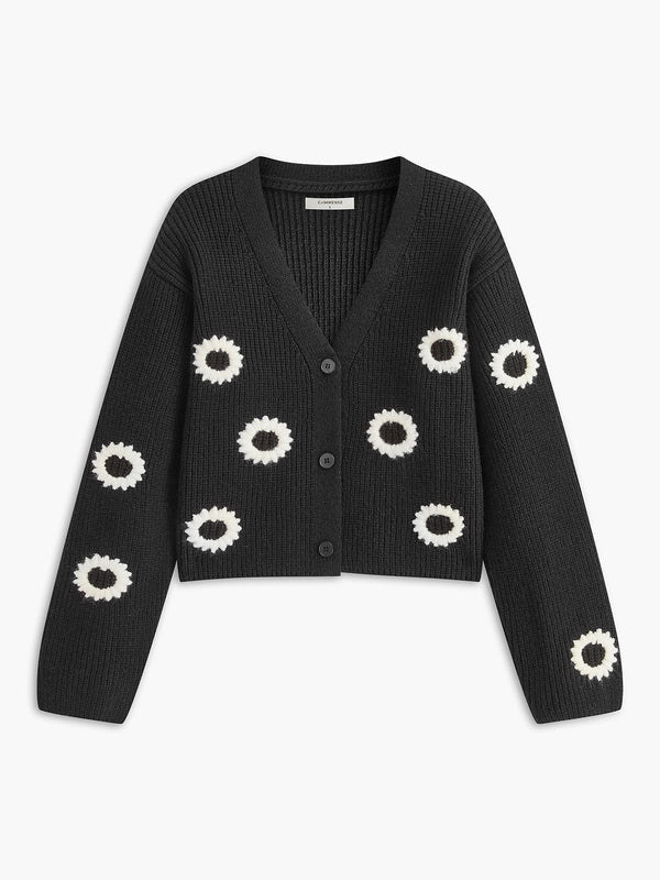 Kontrast Bağlama Düğmeli Kısa Hırka