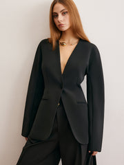 Yardımcı Bölünmüş Düğmeli Buzgülü Blazer