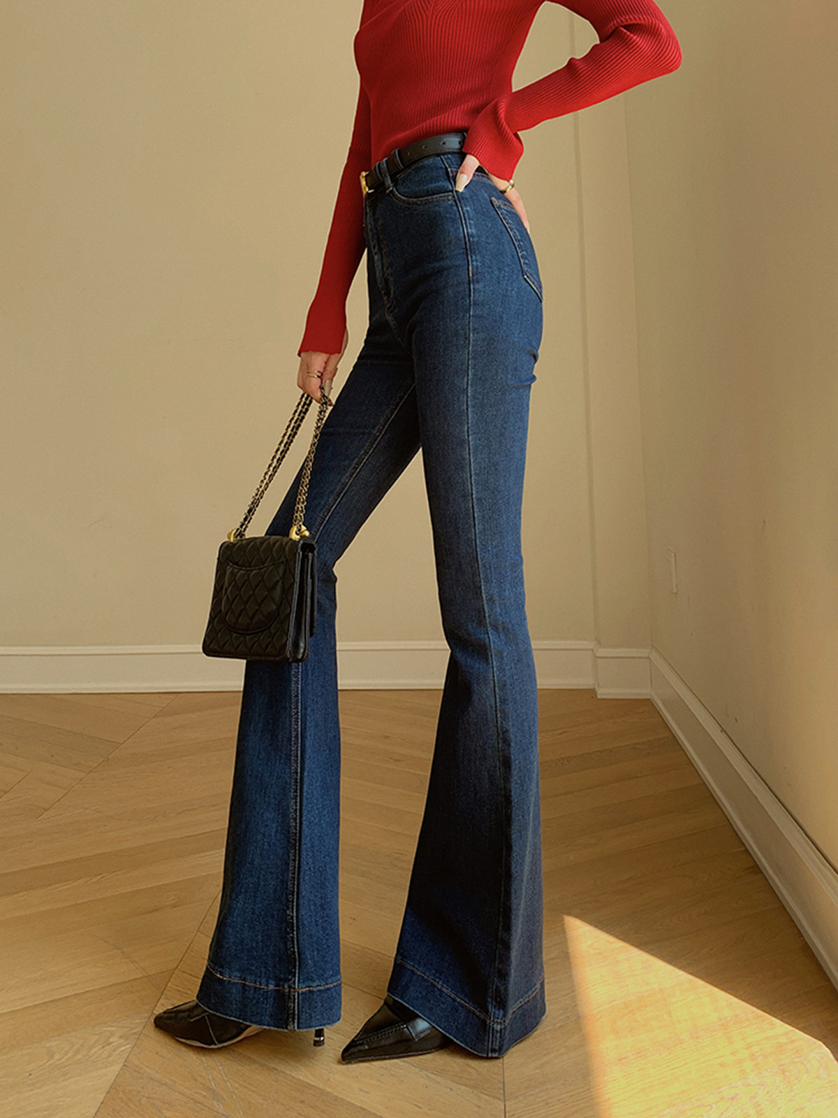 Kemersiz Kot Slim Bootcut Pantolon