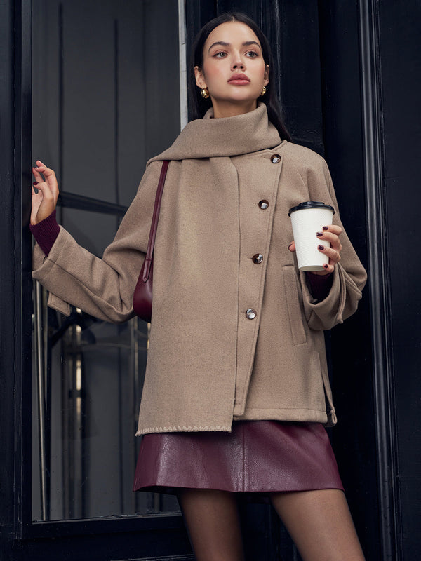 Pileli Ceket Ve Uyumlu Düğmeli Atkı