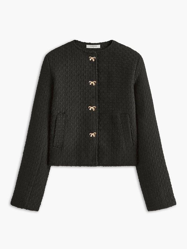 Altın Fiyonklu Tweed Ceket