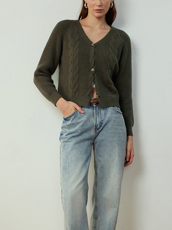 Retro Düğmeli Büküm Hırka