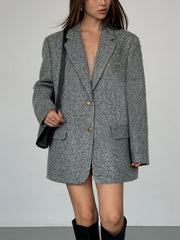 Kemersiz Uzun Tweed Blazer
