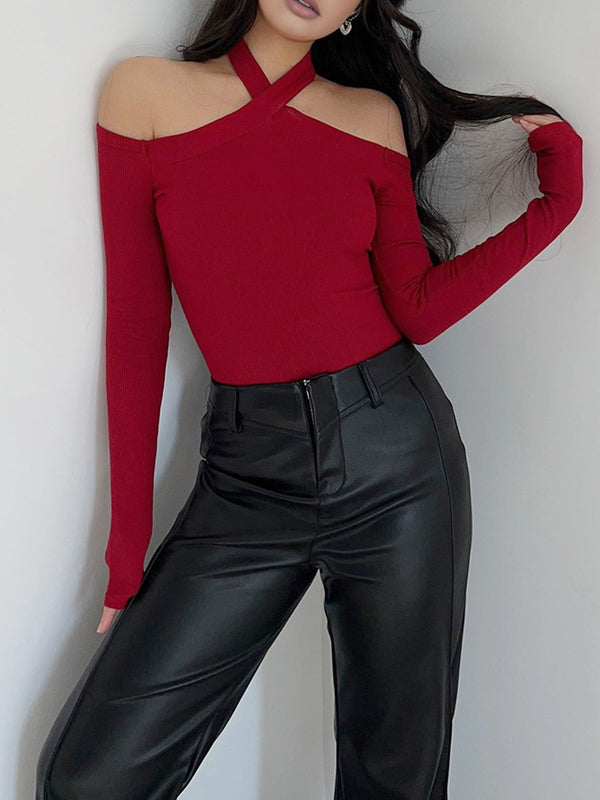 Çapraz Soğuk Omuzlu Kaburgalı Üst