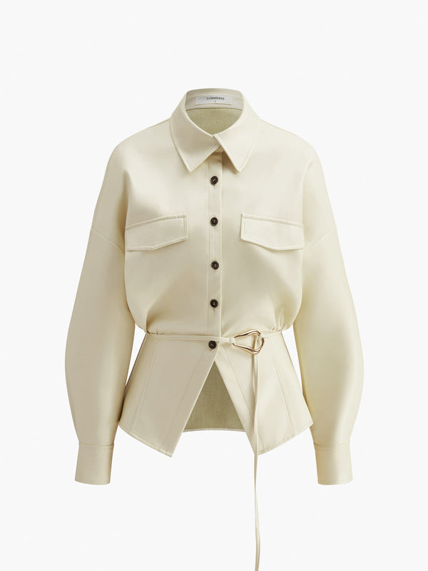 Kemersiz Deri Düğmeli Polo Tişört