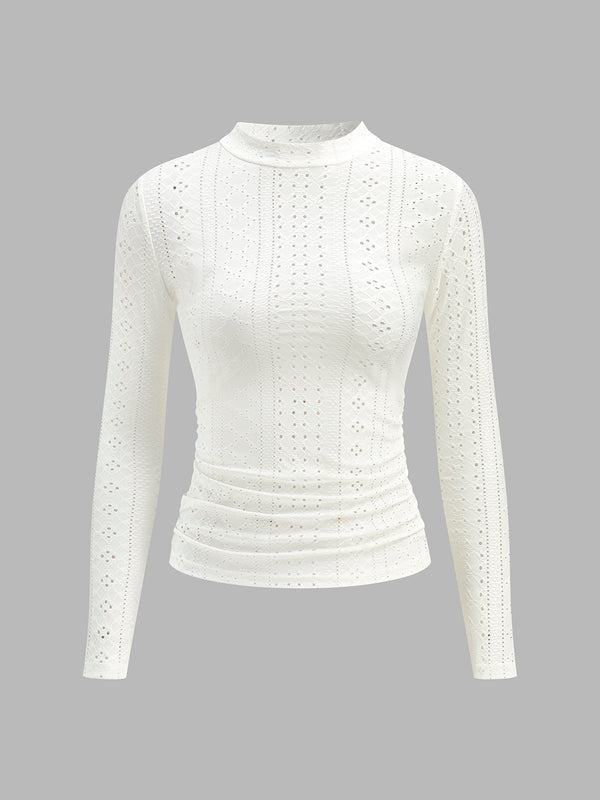 Yarı Şeffaf Dik Yaka Yan Pileli Dar Üst