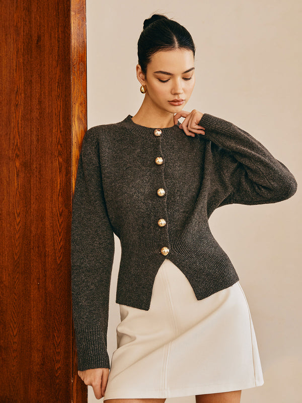 Düğmeli Yırtık Kazak