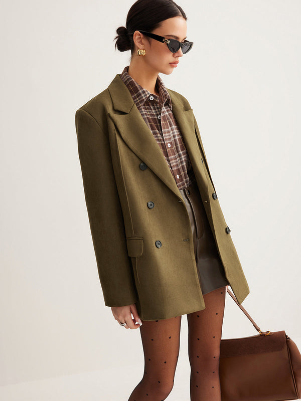 Süet Arkadan Yırtmaçlı Blazer