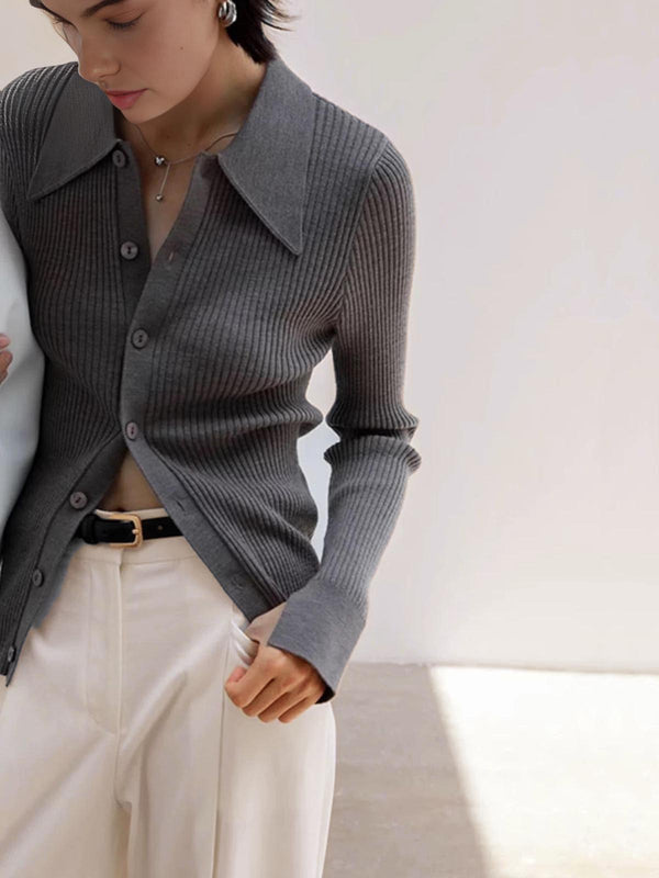 Ribbed Yaka İnce Hırka