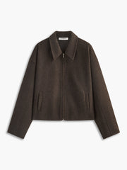 Düz Fermuarlı Tweed Ceket
