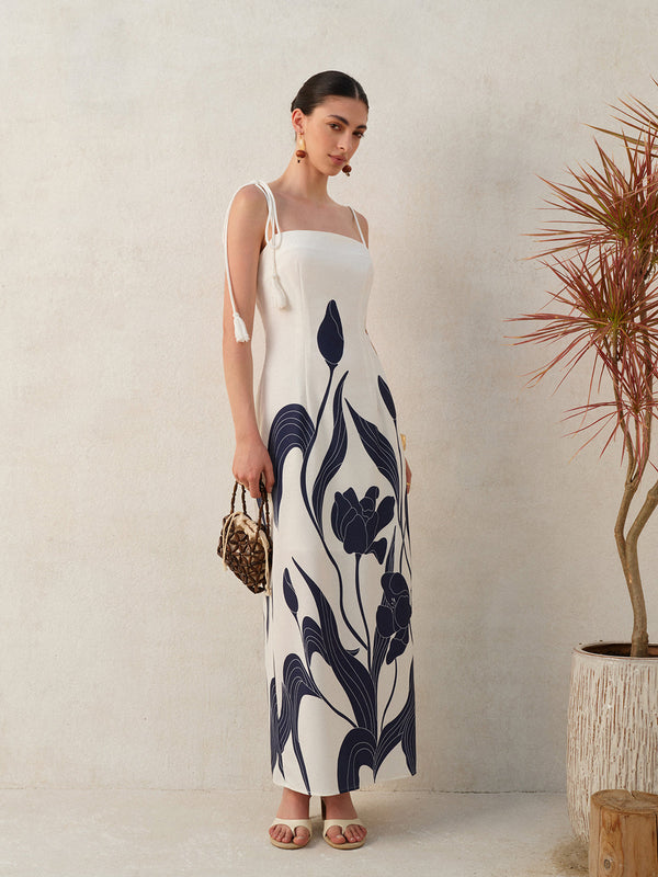 Çiçekli Askılı Atlet Elbise