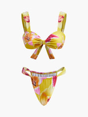 Jersey Çiçek Baskılı Bikini Takımı
