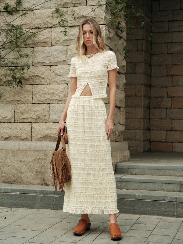 Fırfırlı Kırpılmış Etek Takımı