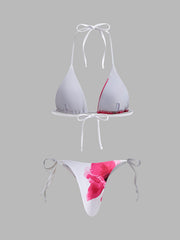 Yarı Şeffaf Etekli Çiçekli Bikini Takımı