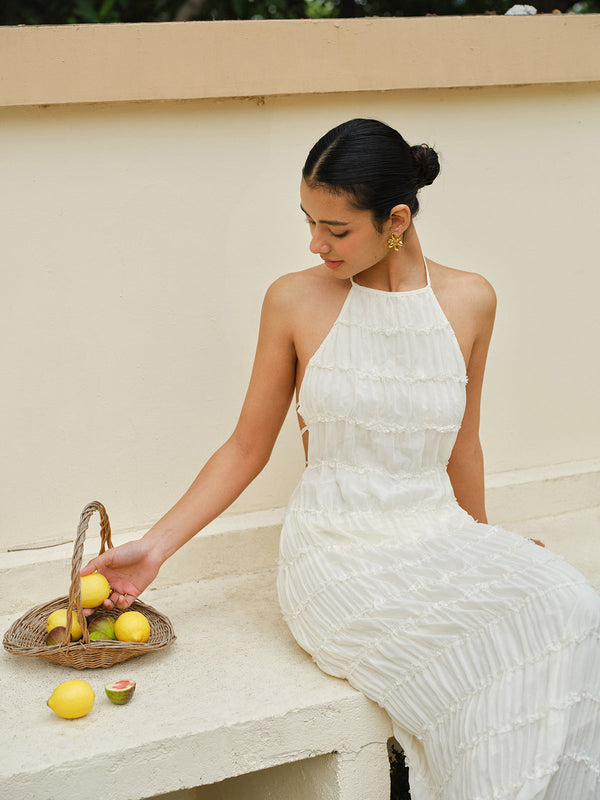 Askılı Sırtlı Volanlı Elbise