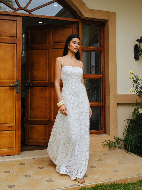 Dantelli İnce Askılı Elbise