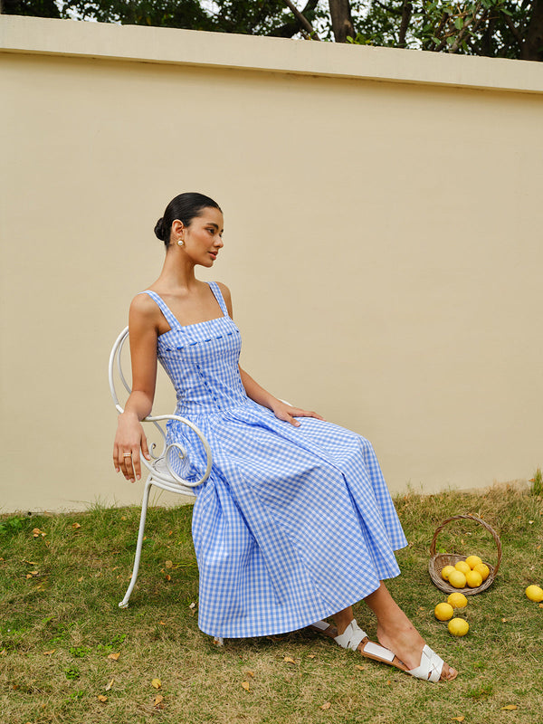 Bağcıklı Dama Tahtası Korse Elbise