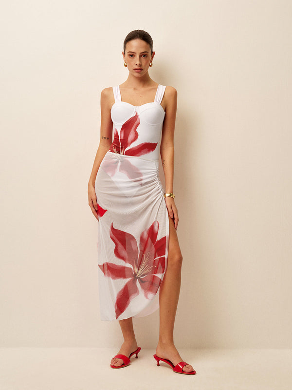 Drapeli Örtülü Korse Tarzı Tek Parça