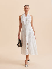 Halter Yakalı, Kuşaklı, Midi Elbise