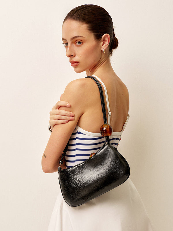 Boncuklu Askılı Deri Omuz Çantası