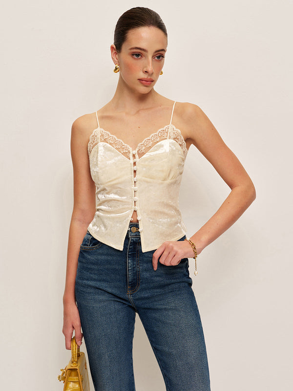 Dantel Detaylı Kadife Atlet