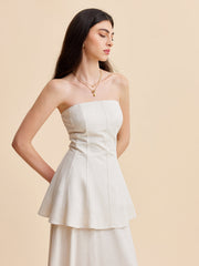 Askısız Peplum Bluz Ve Uçuşan Etek Takımı