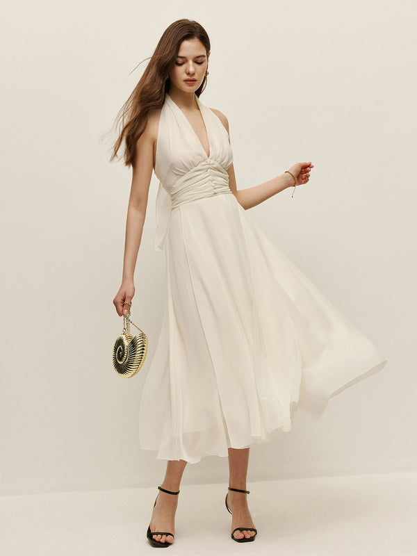 Askılı, Fermuarlı, V Yakalı, Uzun Elbise