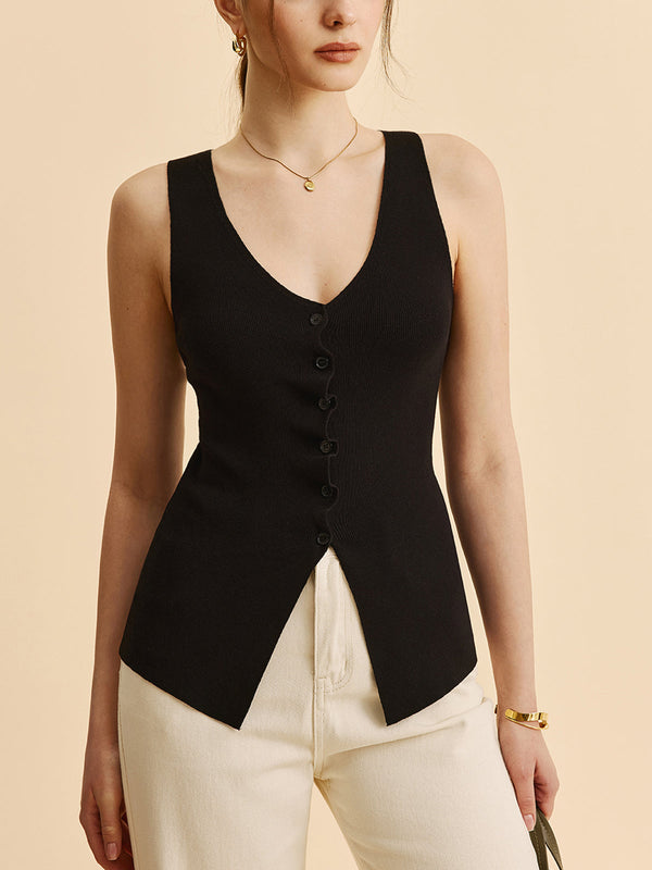 Marul Kesimli Yırtıklı Kazak Yelek