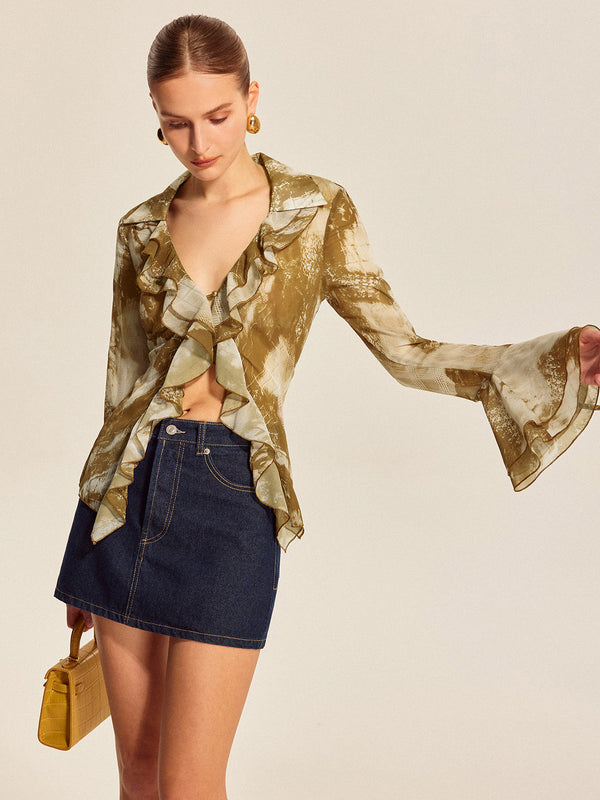 Fırfırlı Çan Kollu Bluz