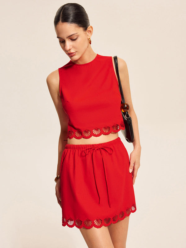 Pamuk Ve Keten Taraklı Etek Takımı