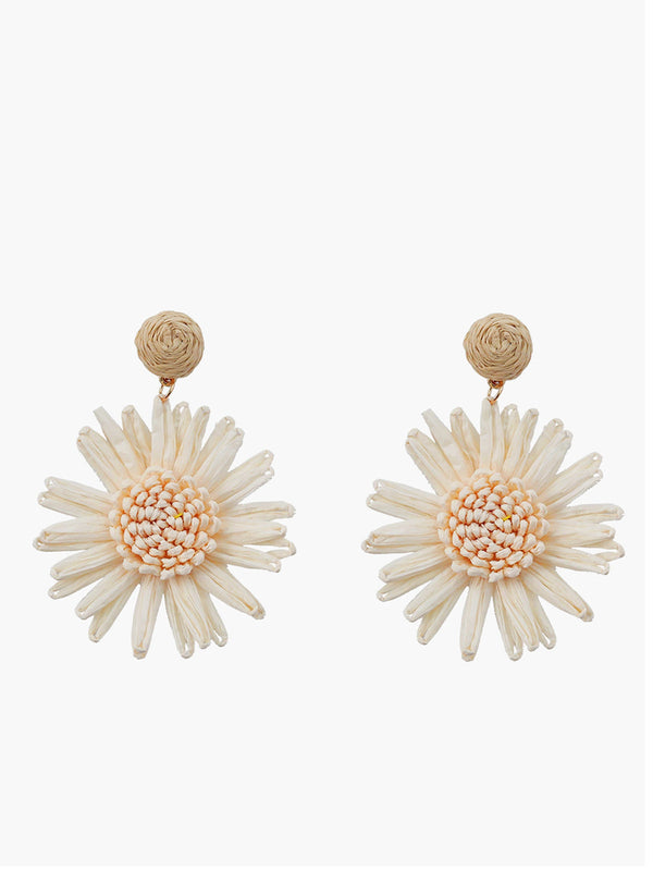 Raffia Çiçek Damla Küpeler