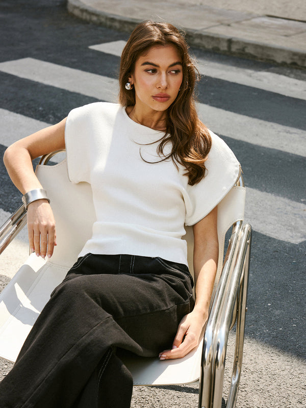 Kısa Kollu Ribana Örgü Üst