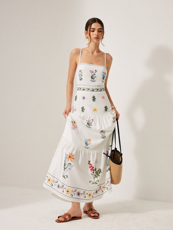 Boho Bağcıklı Sırt Askılı Elbise