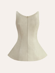 Arka Fermuarlı Peplum Kloş Üst