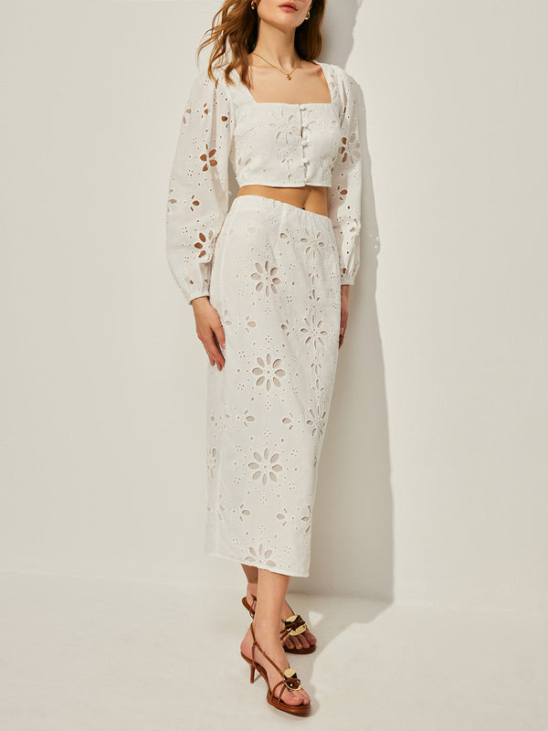 Pamuklu İçi Boş Çiçekli Etek Takımı