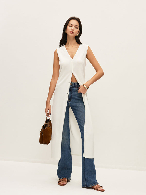 Düğmeli V Yakalı Hırka Elbise