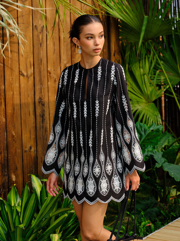 İşlemeli Boho A Kesim Elbise