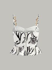 Çiçek Desenli Peplum Üst Ve Şort Takımı