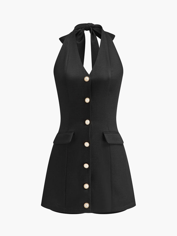 Önü Düğmeli Askılı Tulum