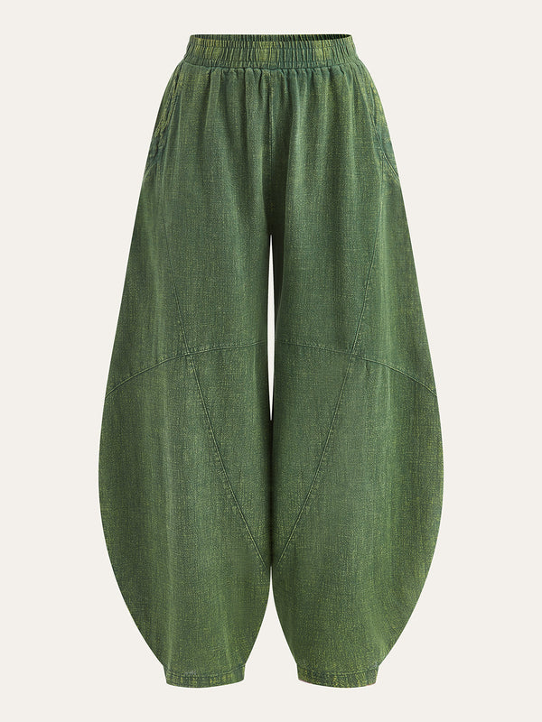 Eskitilmiş Panelli Bol Fener Pantolon